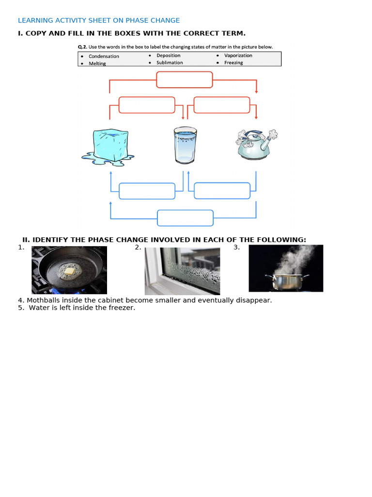 Phase Change Learning Activity Sheet | PDF | Science & Mathematics