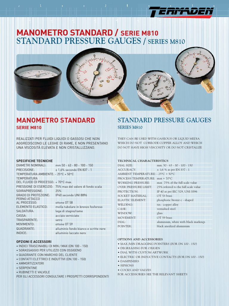 Standard Pressure Gauges | PDF