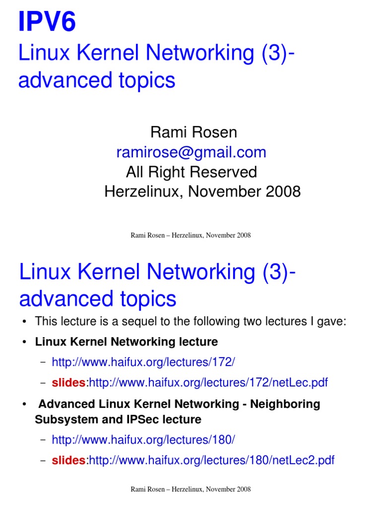 Advanced IPv6 Networking in Linux | PDF | I Pv6 | Ip Address