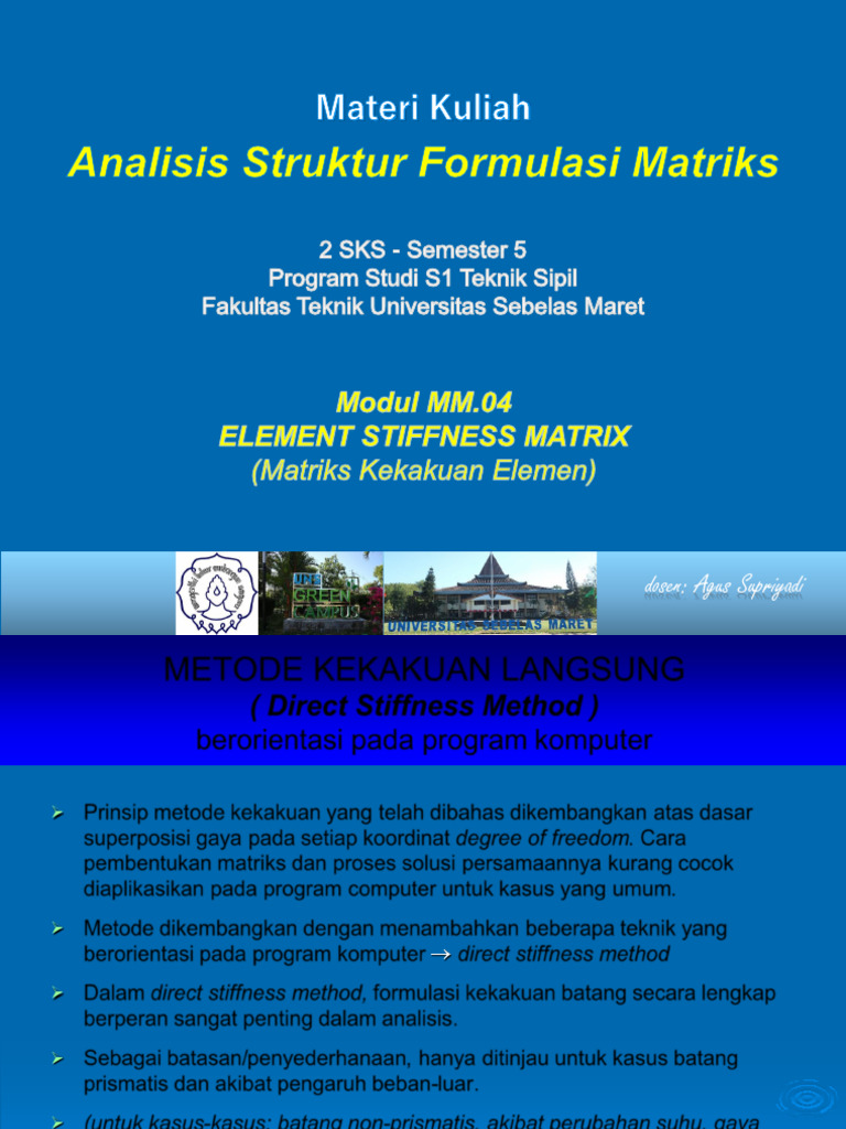 MM.04 Stiffness Matrix Formulation | PDF | X86 Architecture | Science ...