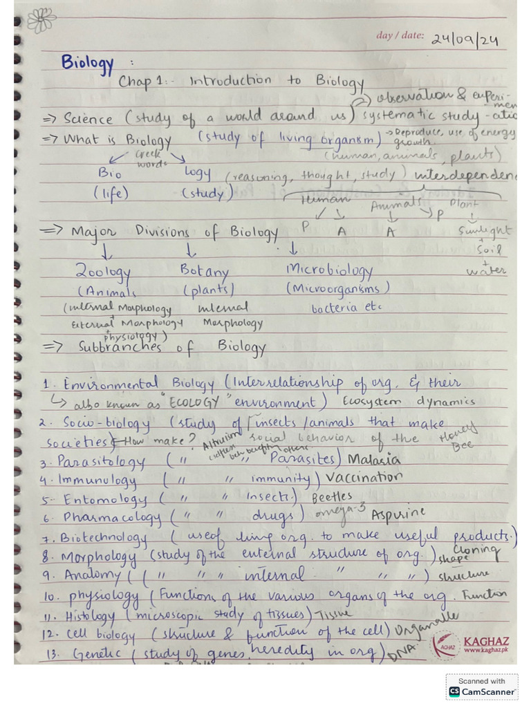 Bio Chap 1 Notes | PDF