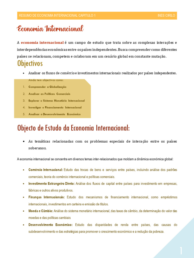RESUMO Economia Internacional WORD | PDF