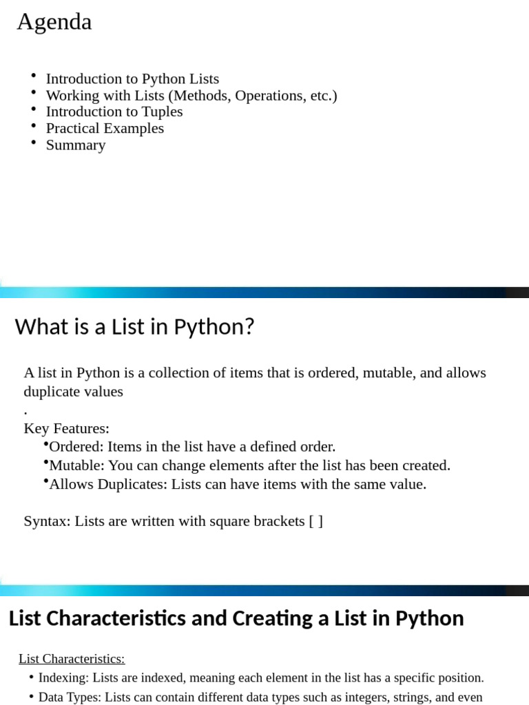 Python list and tuples pdf