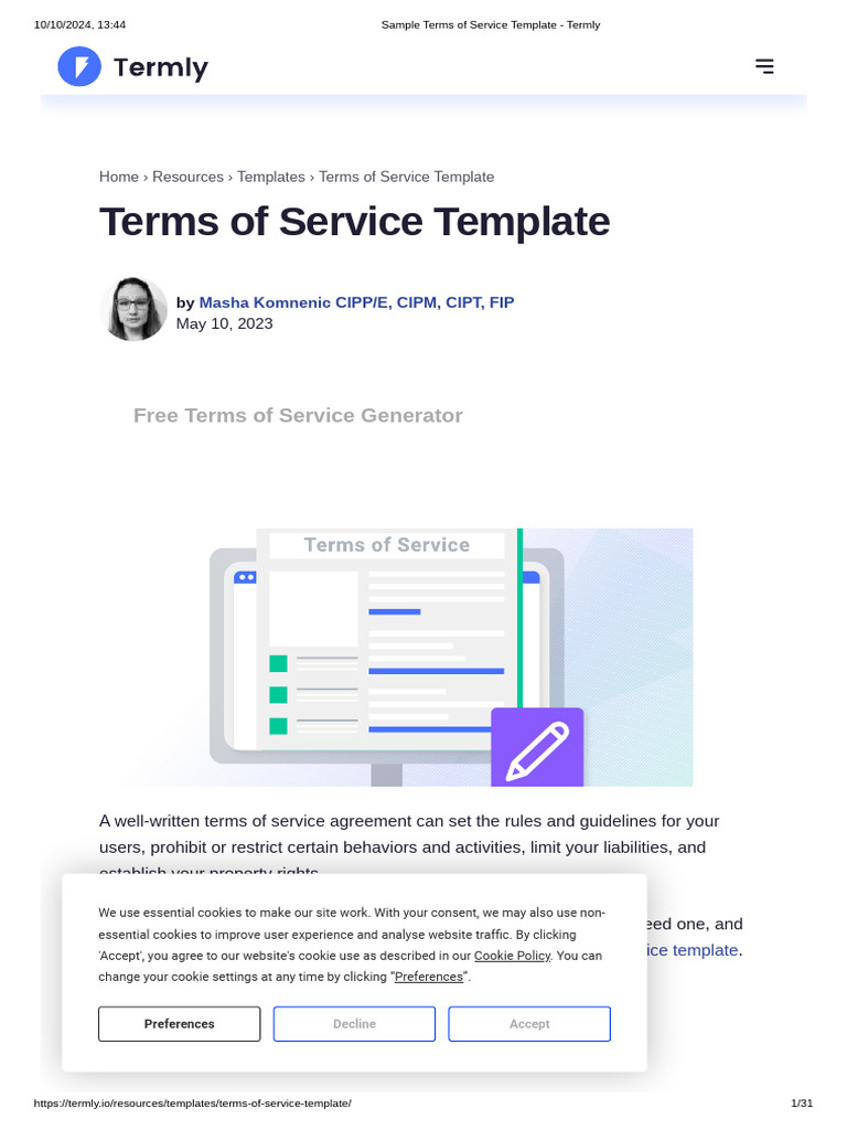 Sample Terms of Service Template - Termly | PDF