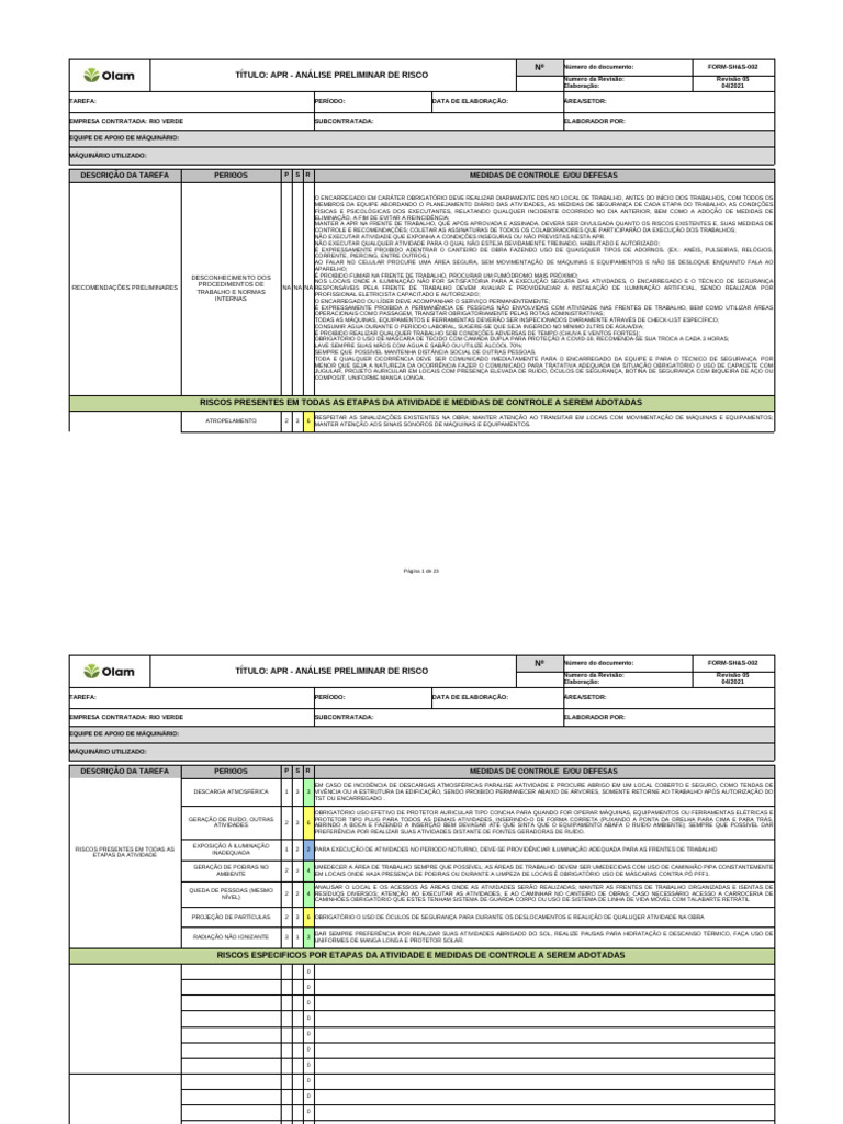00 Apr Nome Da Empresa Titulo Da Apr Rev.05 | PDF
