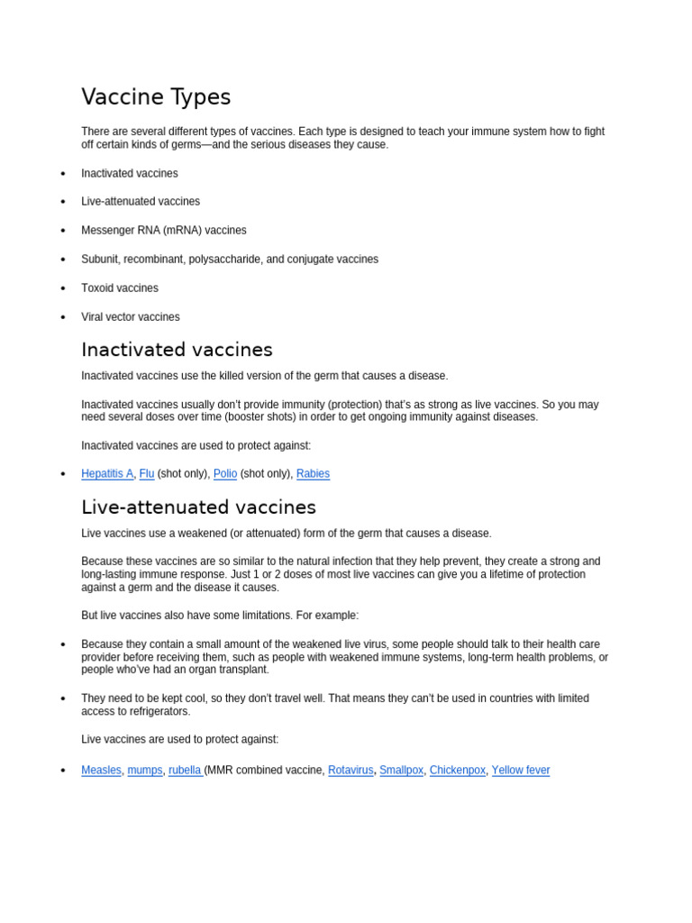 Typesof Vaccines | PDF