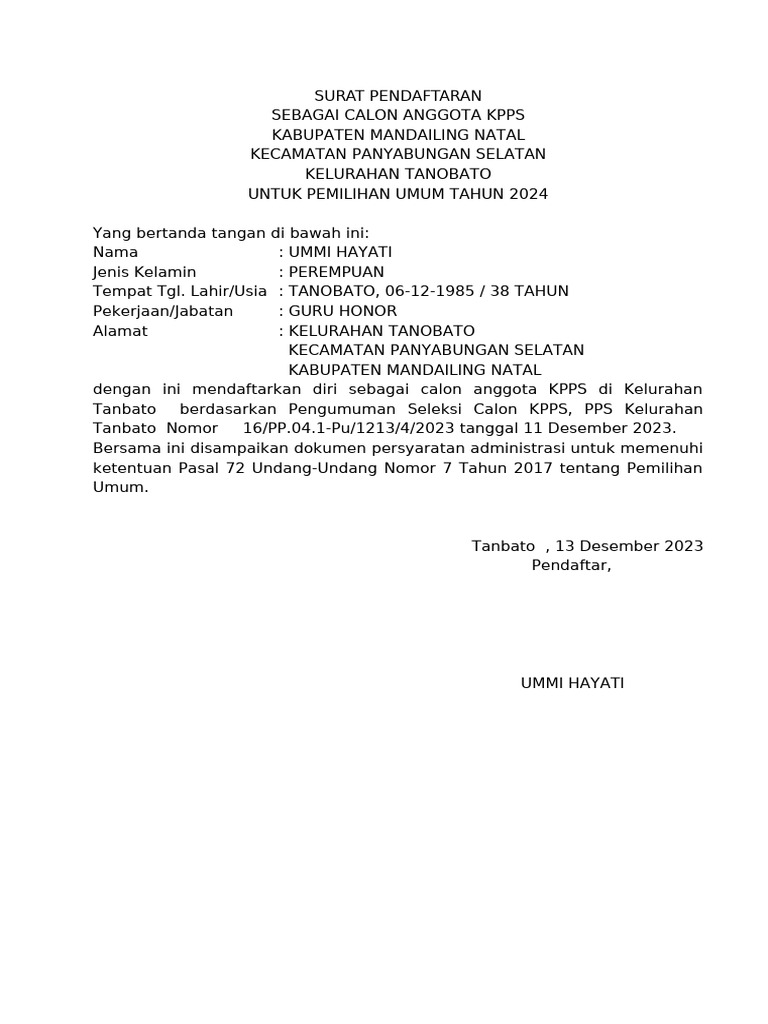 Pendaftaran KPPS 2023 | PDF