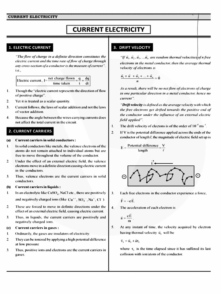 Current Electricity Class 12 Notes CBSE Physics Chapter 3 | PDF