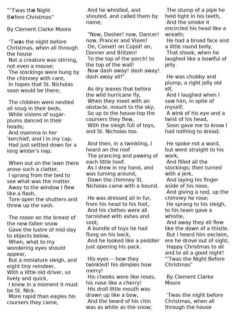 Twas The Night Before Christmas - Annabel Script | PDF
