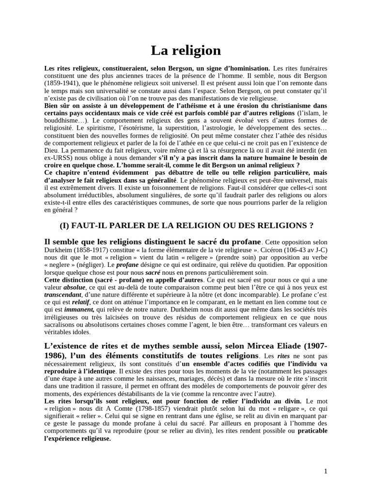 Cours Religion Pdf