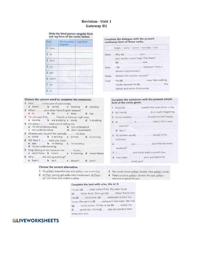 Gateway b1 Unit 1 | PDF
