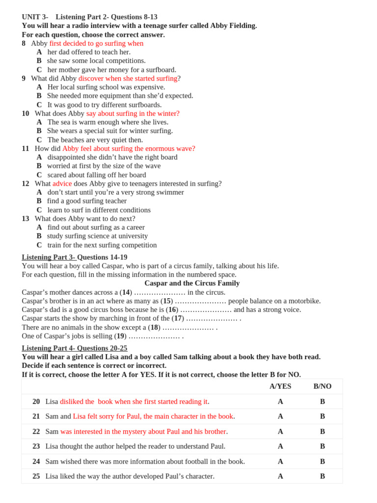 Unit 3 Listening Pdf
