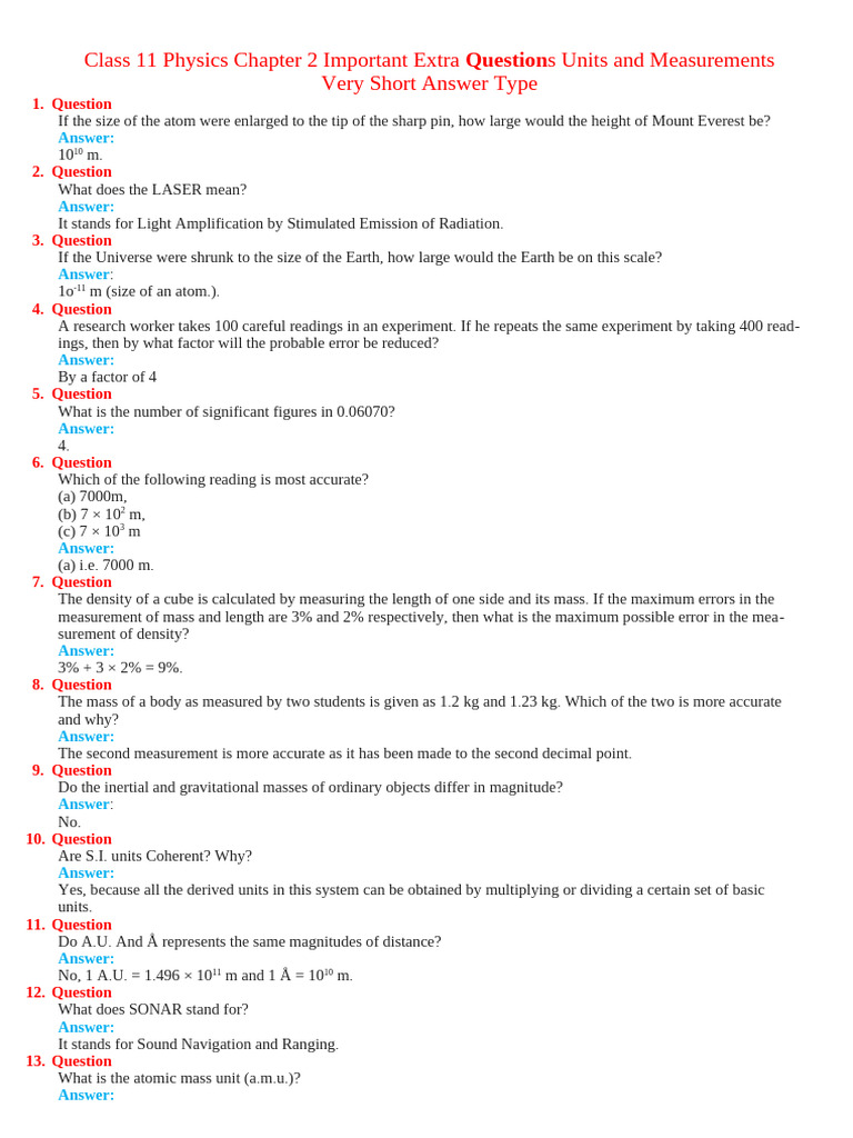 Units and Measurements | PDF