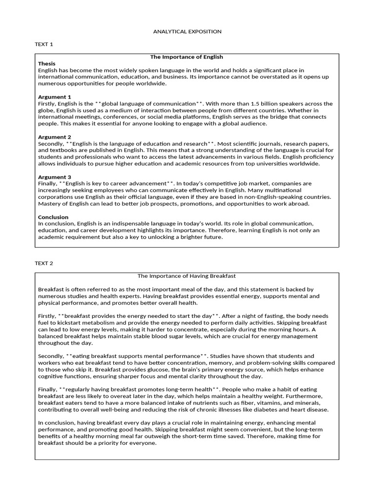Analytical Exposition Worksheet PDF