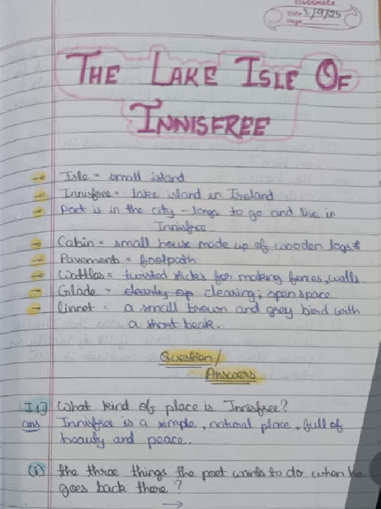Image Result For The Lake Isle Of Innisfree Themes Enotes