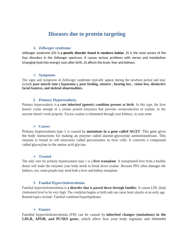 Diseases Due To Protein Targeting | PDF