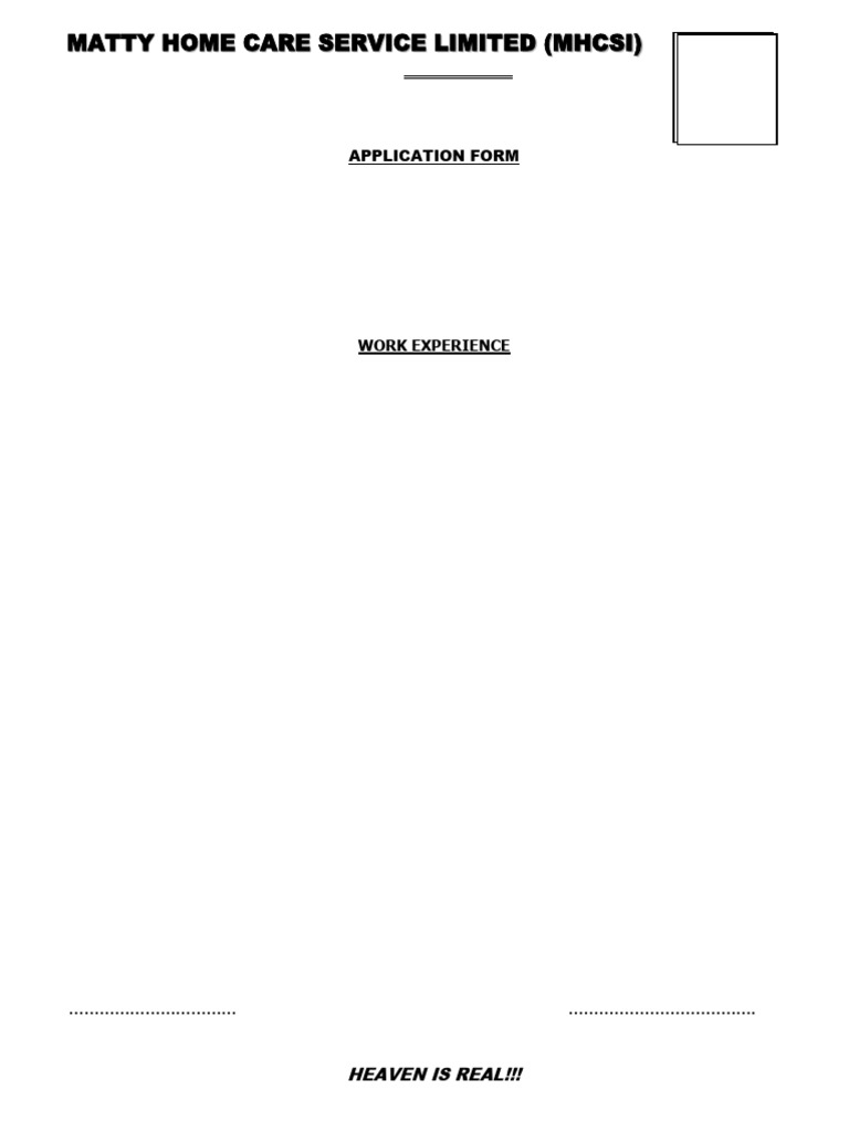 Matty Home Care Form | PDF | Identity Document | Career & Growth