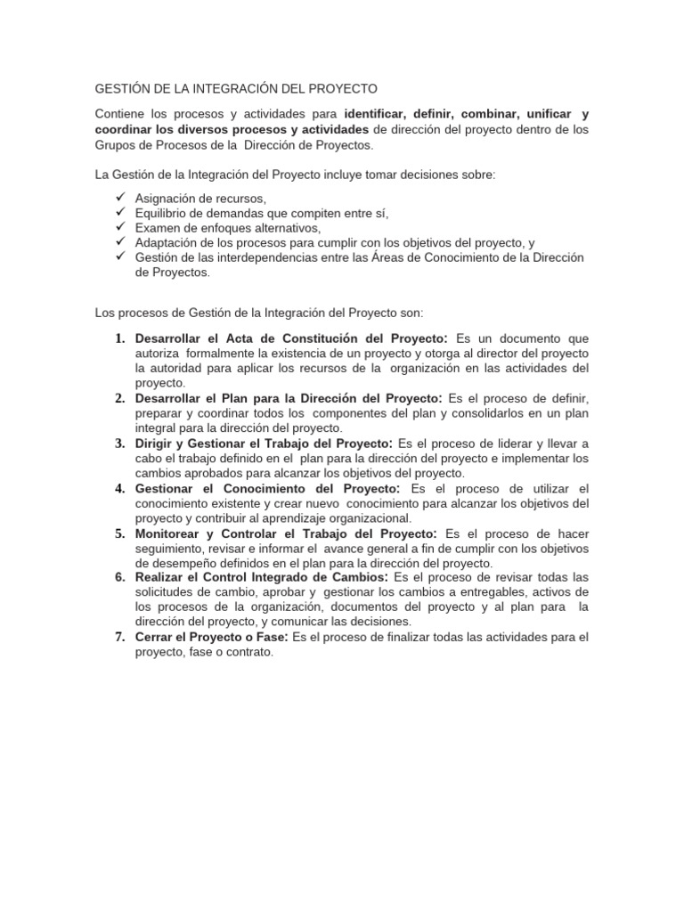 Gestión de la Integración del Proyecto | PDF | Arte