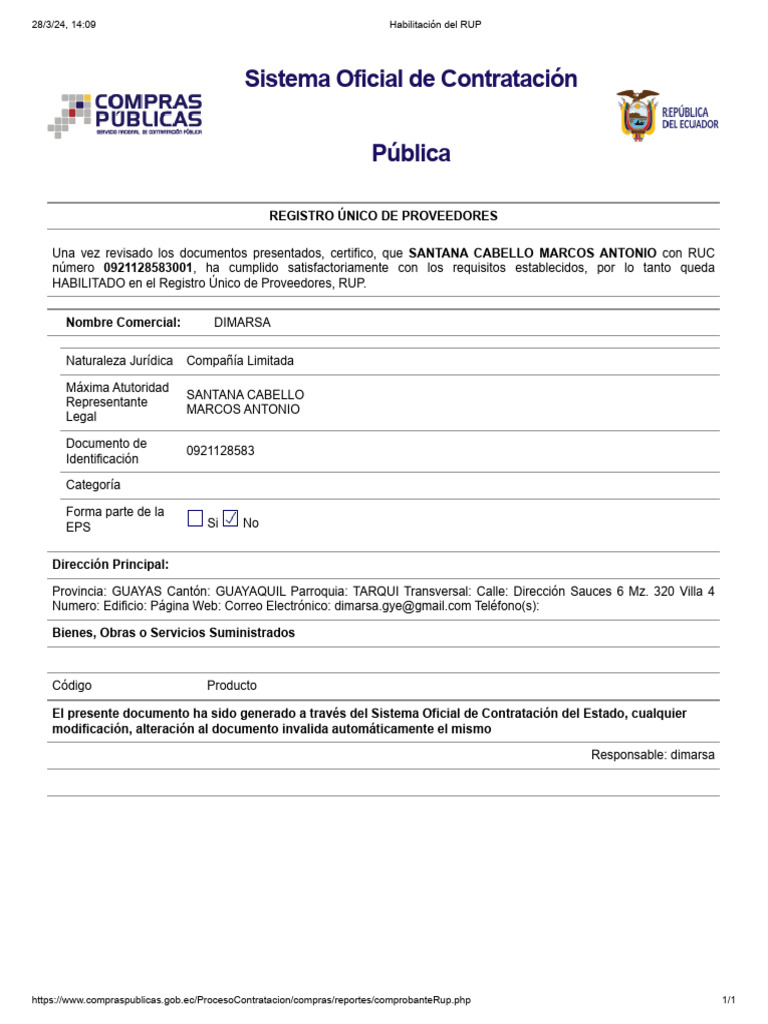 Habilitación Del RUP | PDF