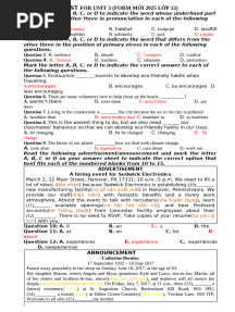 Test For Unit 3