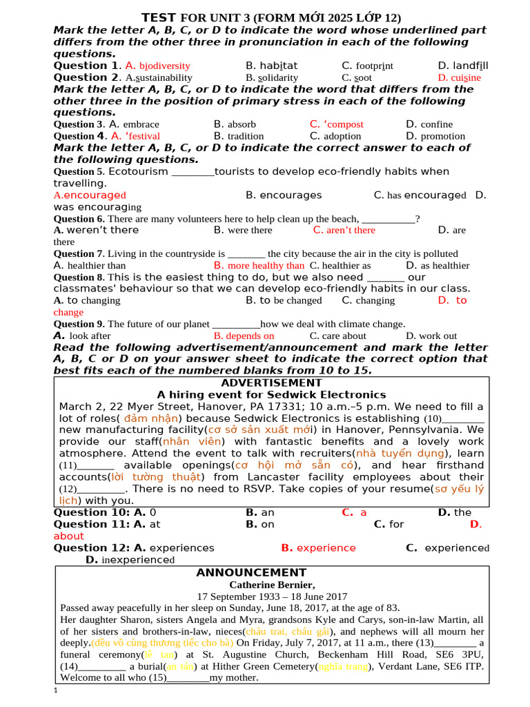Test for unit 3 pdf