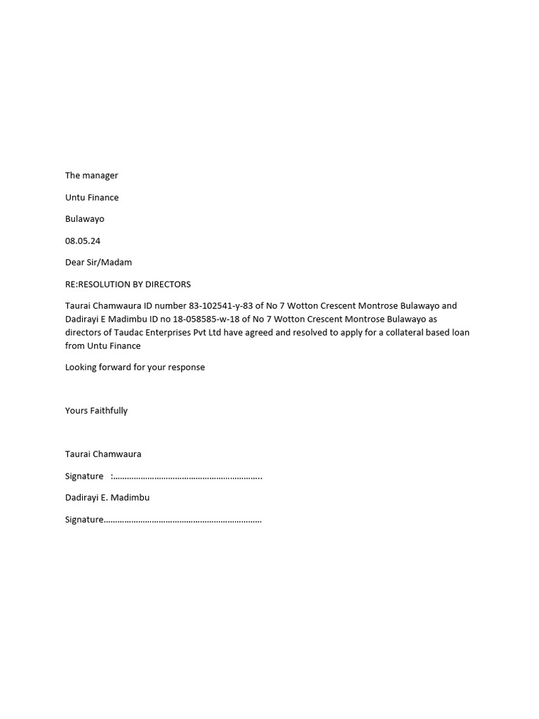 Resolution by Directors Untu | PDF