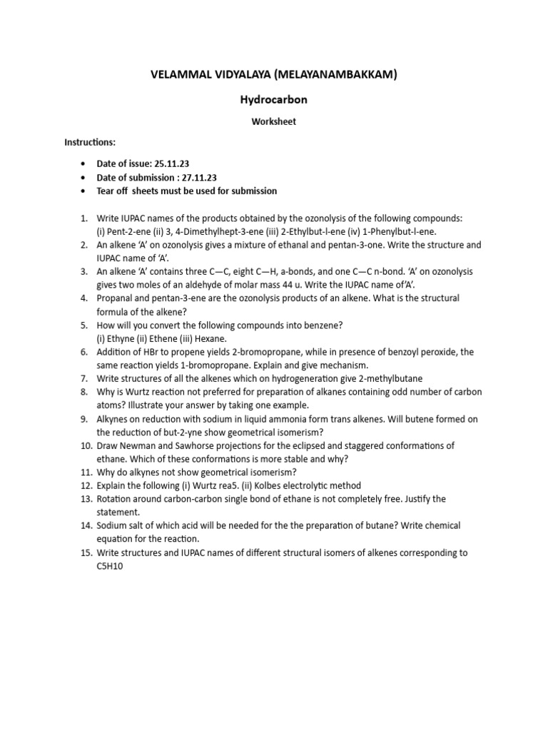Chemistry Worksheet | PDF