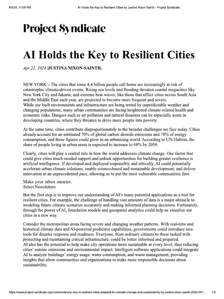 AI Holds The Key To Resilient Cities | PDF