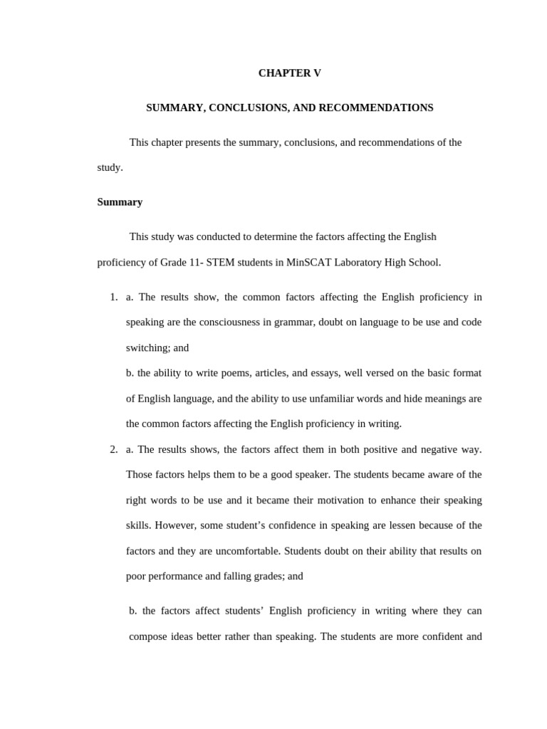 Chapter 5 - Summary Conclusions and Recommendations | PDF