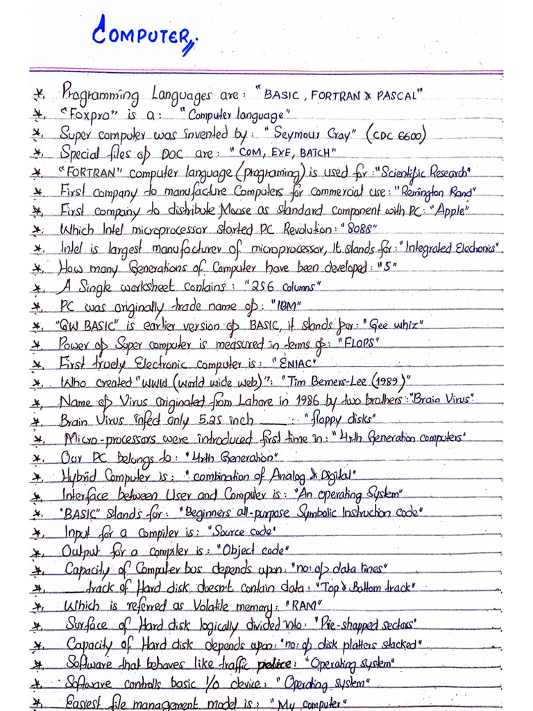 Computer Handwritten | PDF