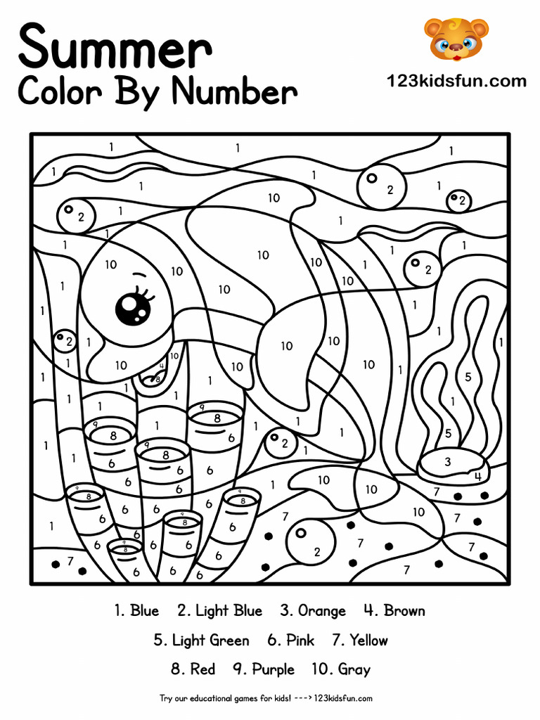 Color by Number Summer Coloring Pages 01 | PDF