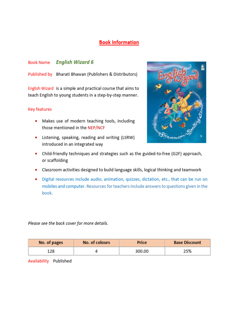 English Wizard 6 - Info - 20241008 | PDF