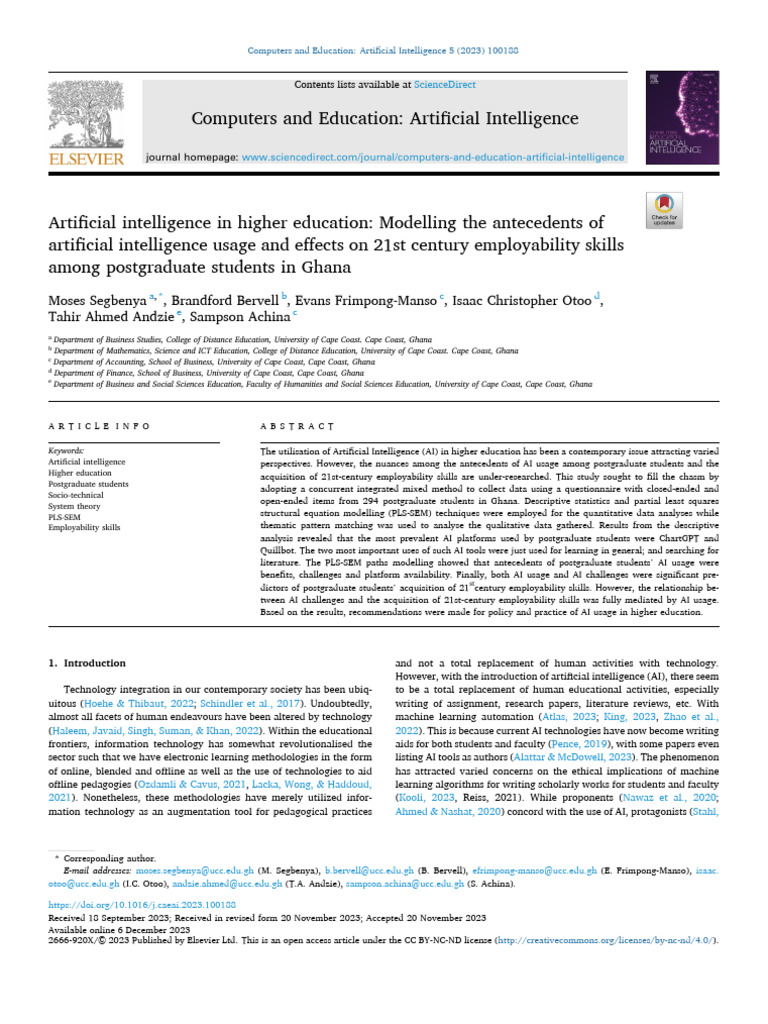 Artificial Intelligence in Higher Education | PDF