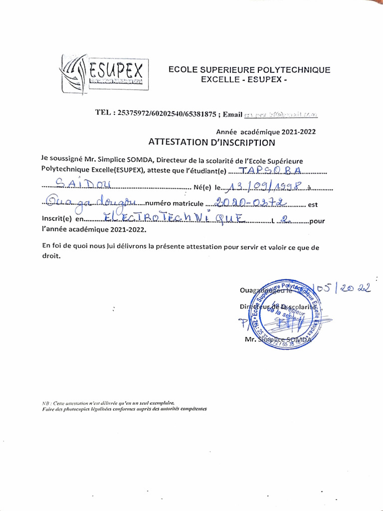 ATTESTATION DE NON INSCRIPTION PARCOURSUP visual data 2