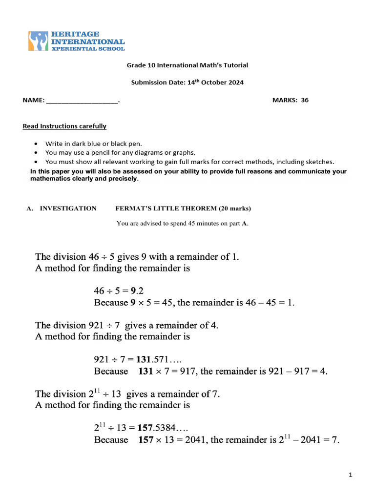 TUTORIAL Grade 10 International Math | PDF