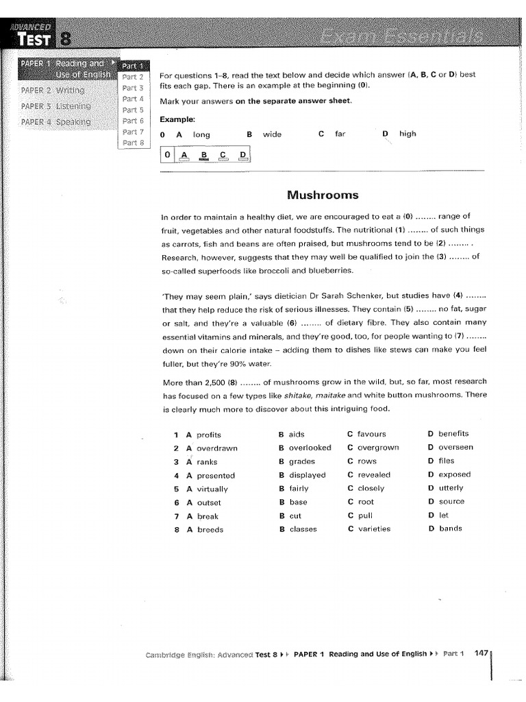 Instructions Booklet 1 2024 - Test 8 - Reading and Use of English | PDF