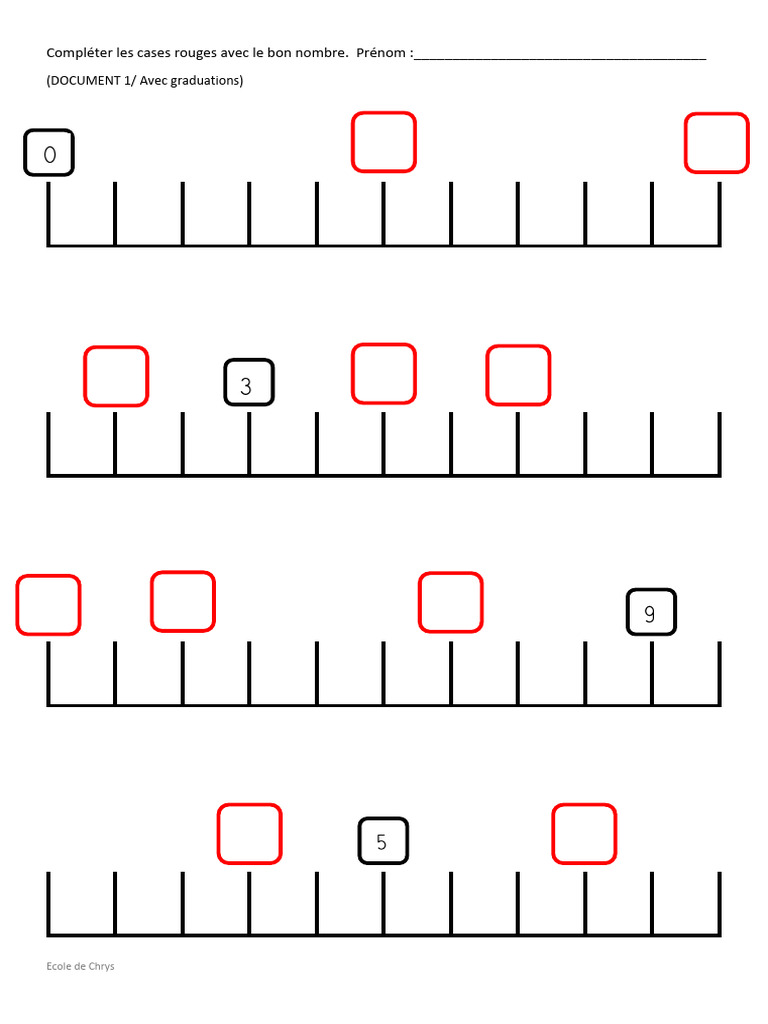 Ligne Numérique Avec Graduations FICHE 1 - ECOLE DE CHRYS | PDF