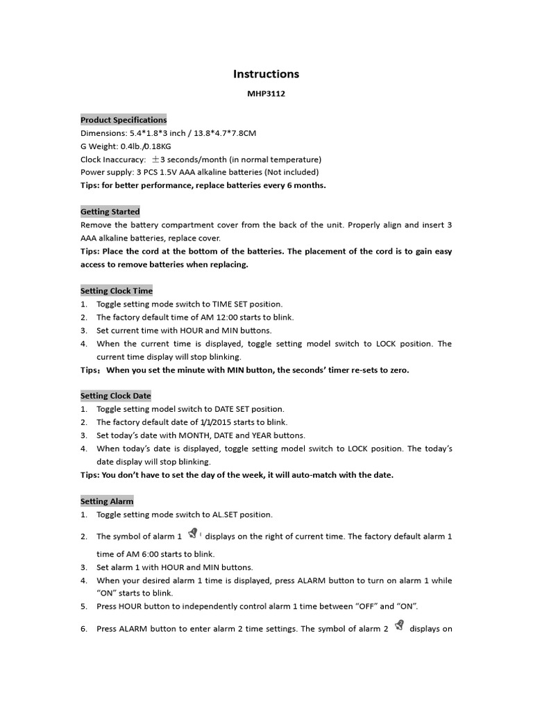 Clock Manual Pdf Switch Computers