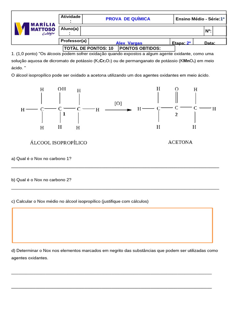 Prova 1 Ano | PDF