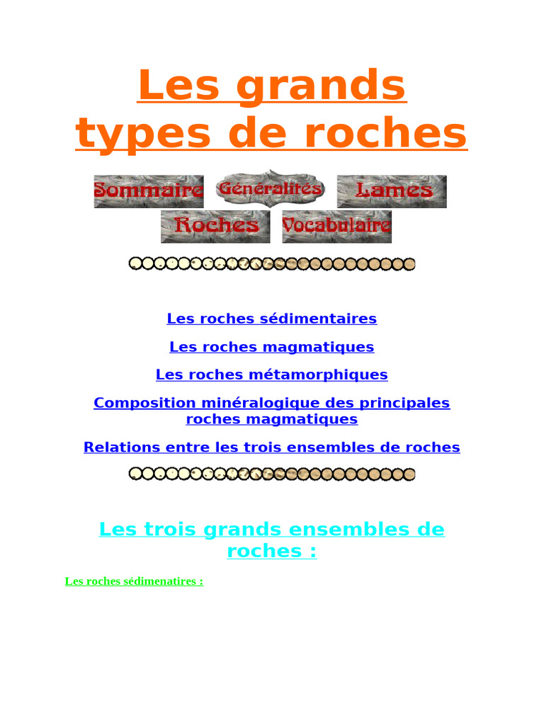 Types de roches et leurs caractéristiques | PDF | Roche magmatique ...