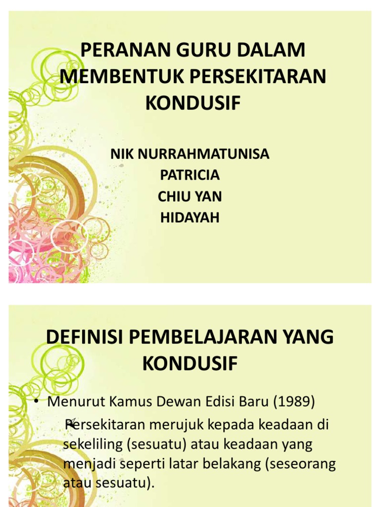 Peranan Guru Dalam Membentuk Persekitaran Kondusif  PDF