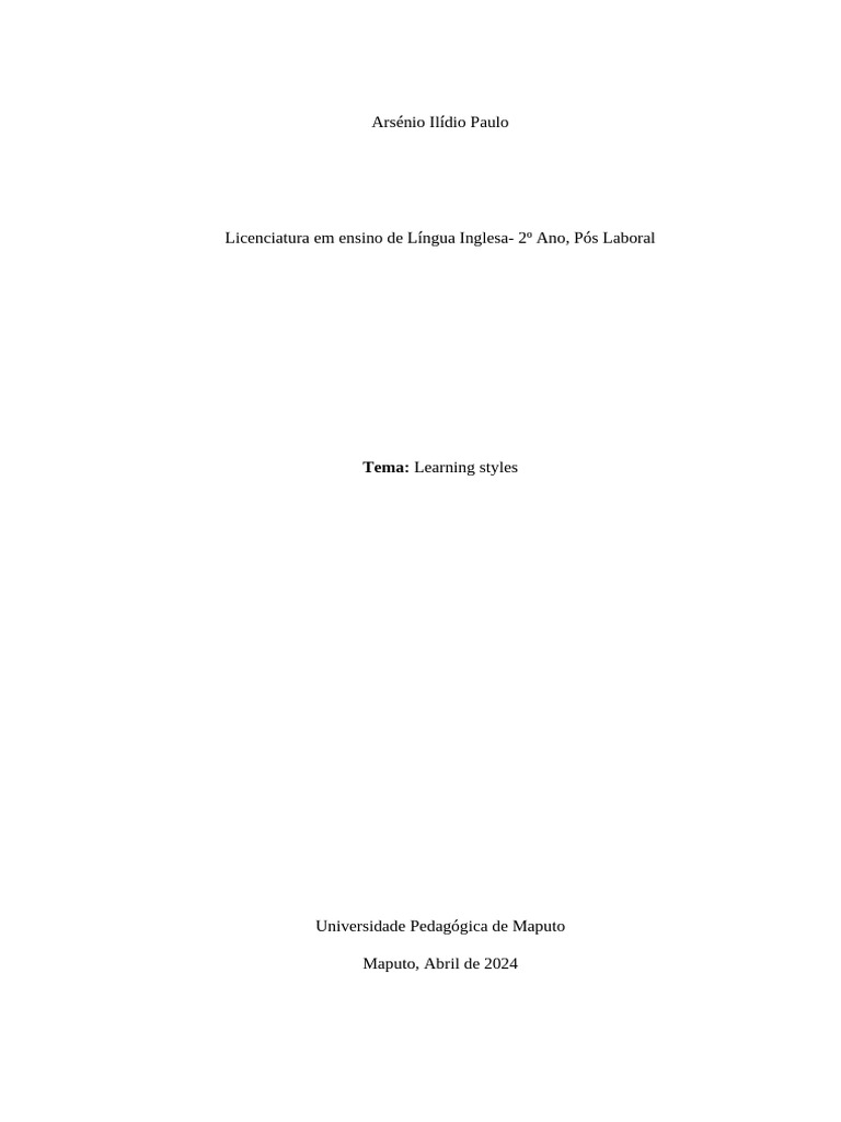 Learning Styles Pdf