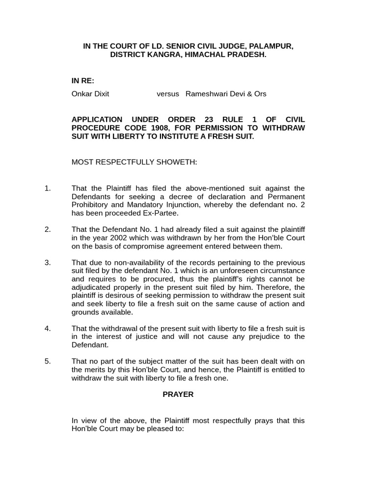 Order 23 rule 1 application pdf