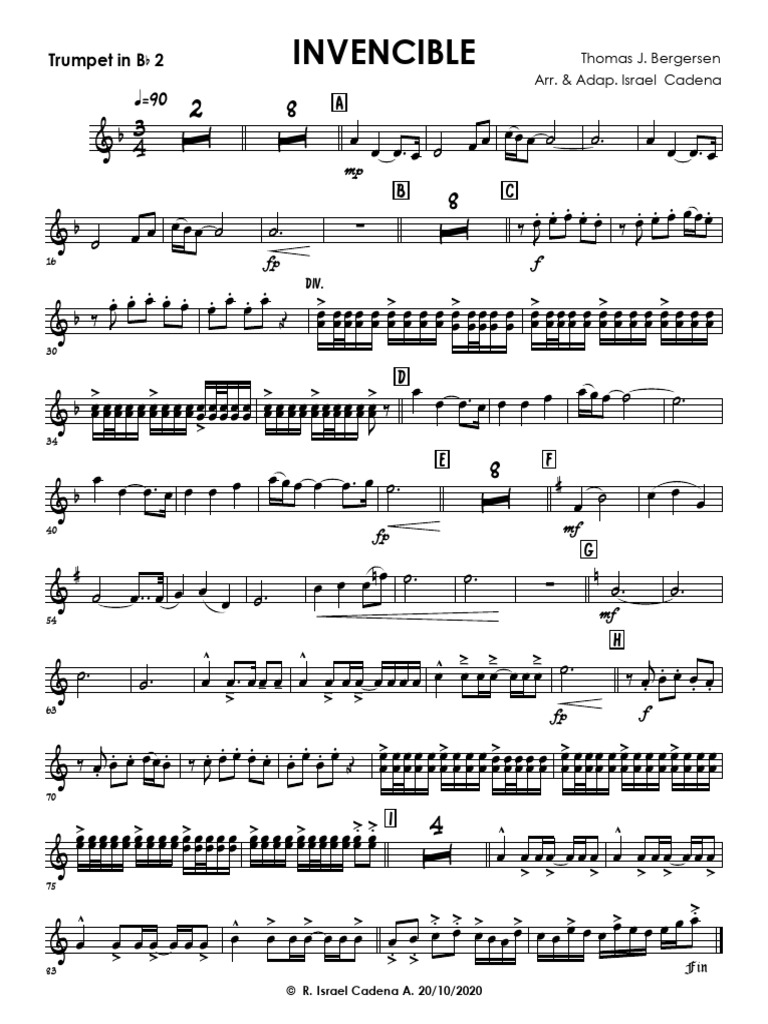 Bb Trumpet Arrangement: Invincible | PDF