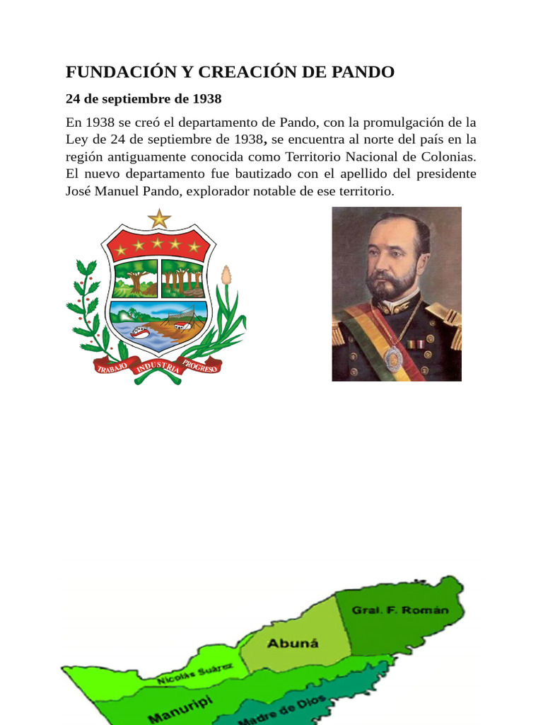 Fundación del Departamento de Pando | PDF | Historia