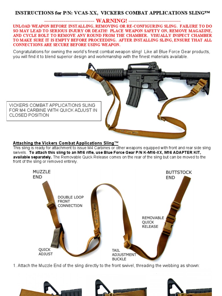 Instructions Vickers Sling PDF Firearms Projectile Weapons