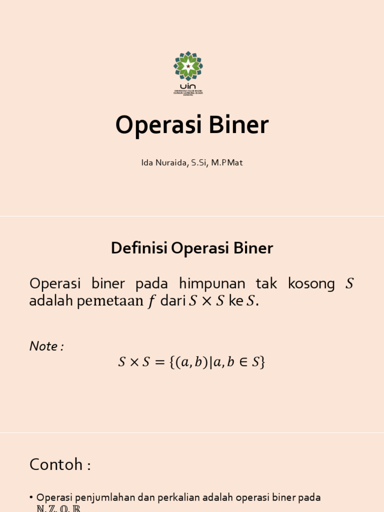 Definisi dan Jenis Operasi Biner | PDF | Metode & Bahan Ajar