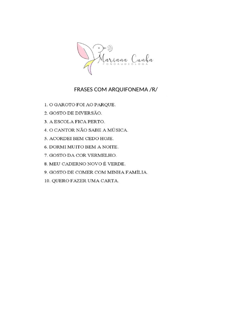 FRASES COM ARQUIFONEMA R | PDF