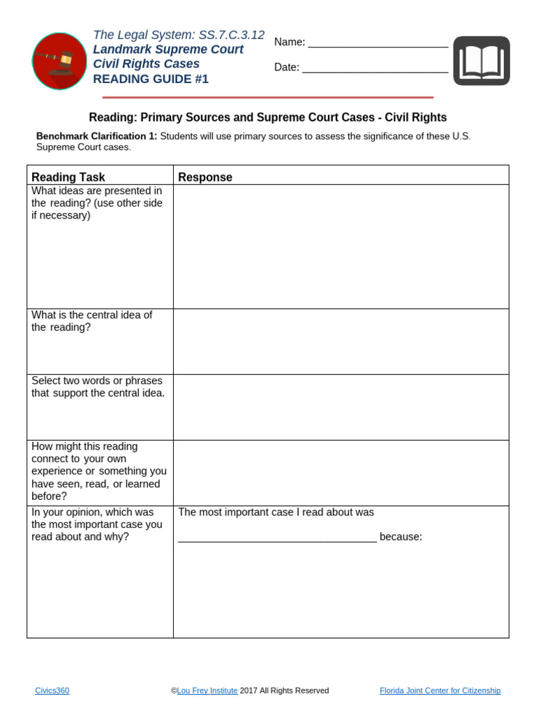 Landmarkcases Rights c312 Readingguide bc1 | PDF