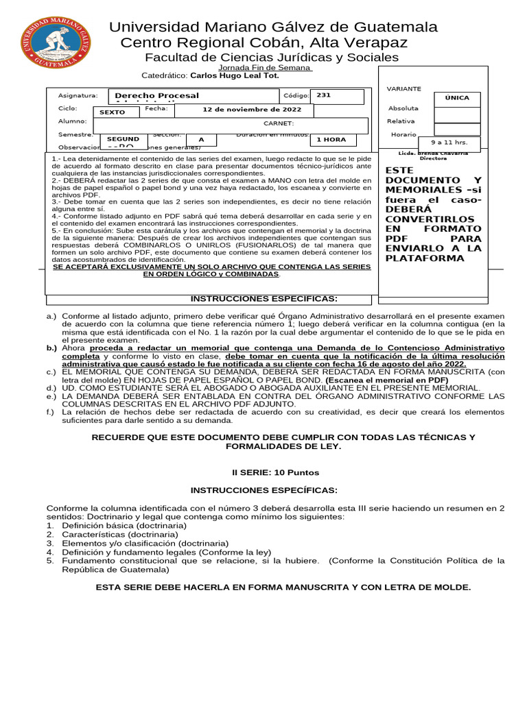 Examen+Final+Procesal+Administrativo+a+2022 | PDF